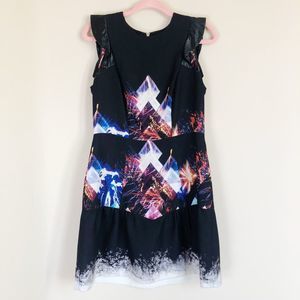 Sandro Women's Fireworks Abstract Print Cap Sleeve Sheath Dress Black Size 3